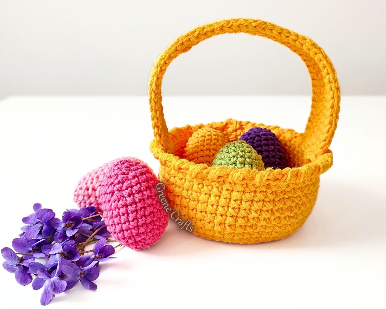 Dandelion Easter Basket and Eggs - Beginner-Friendly Crochet Pattern