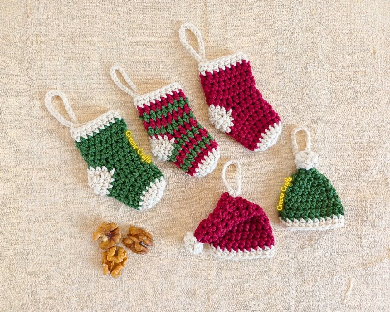 Mini Christmas Stockings & Hats - Crochet Pattern
