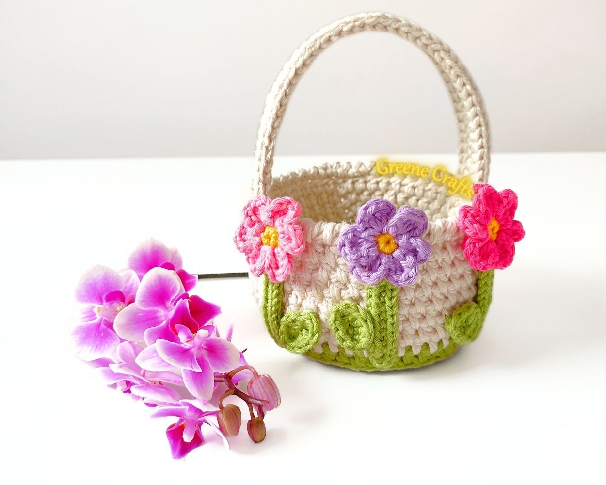 "Spring Flowers" Easter Basket and Eggs - Crochet Pattern - Image 4
