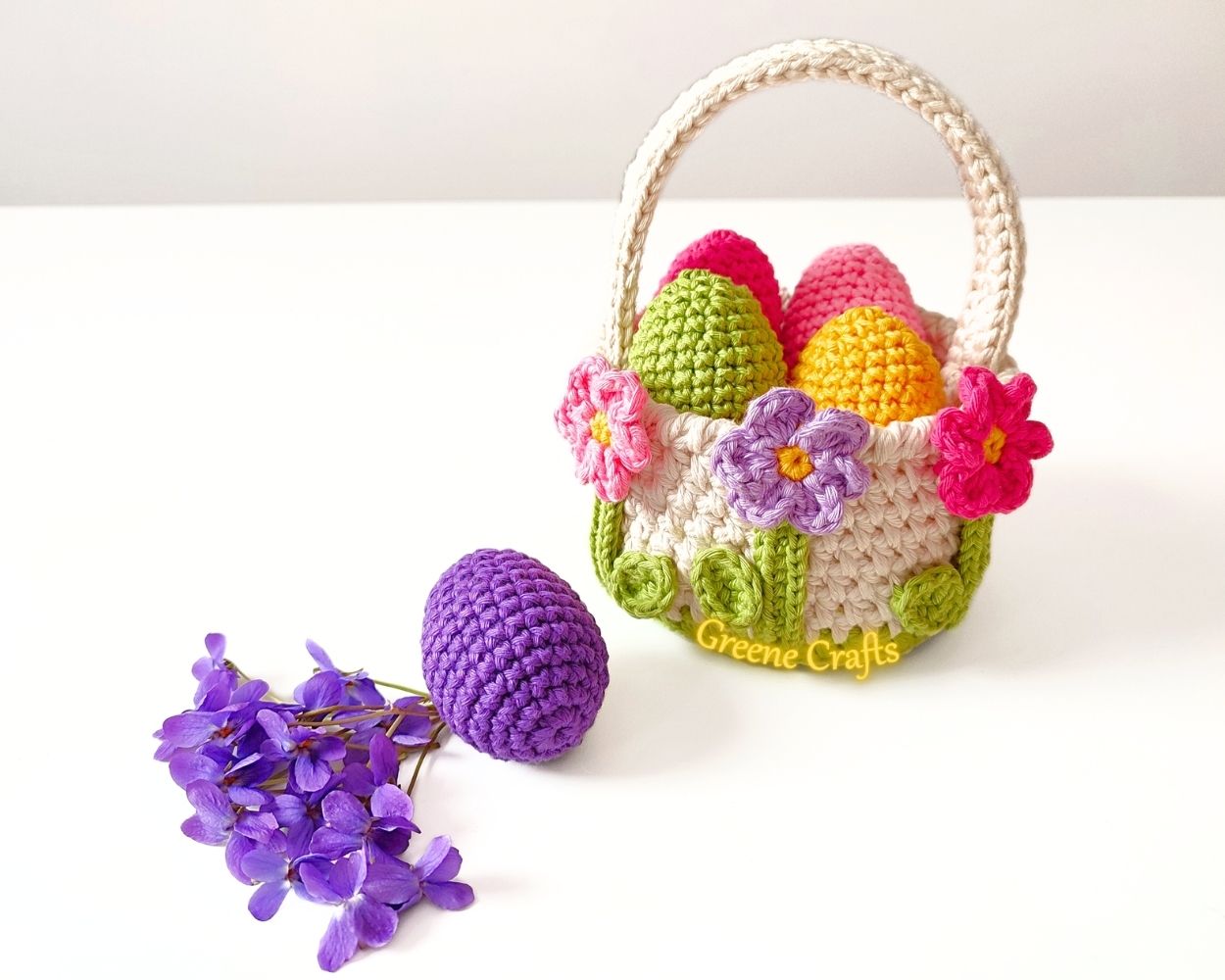 "Spring Flowers" Easter Basket and Eggs - Crochet Pattern - Image 5