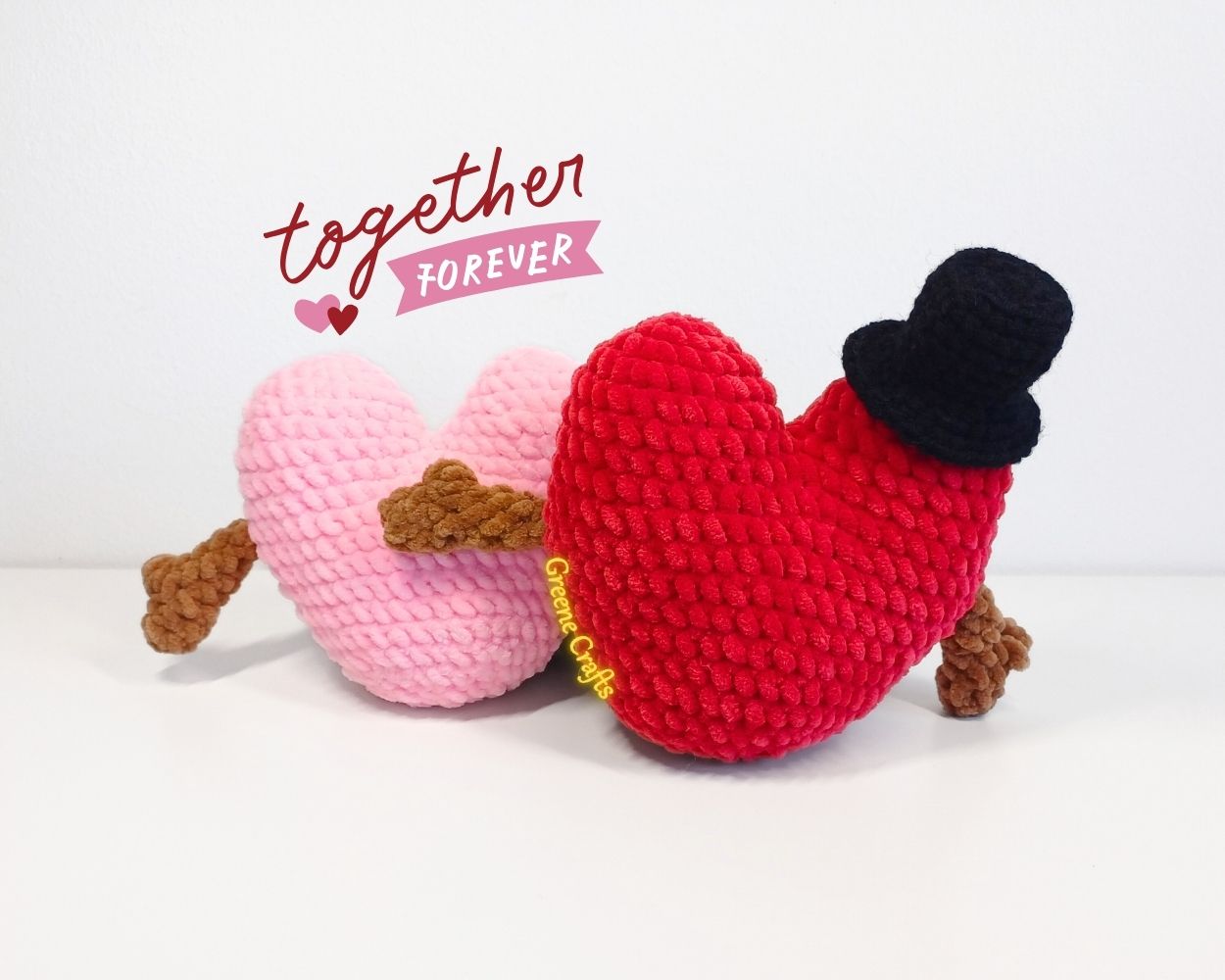 Heart Plush Pair for Valentine's Day - No Sew Crochet Pattern - Image 5