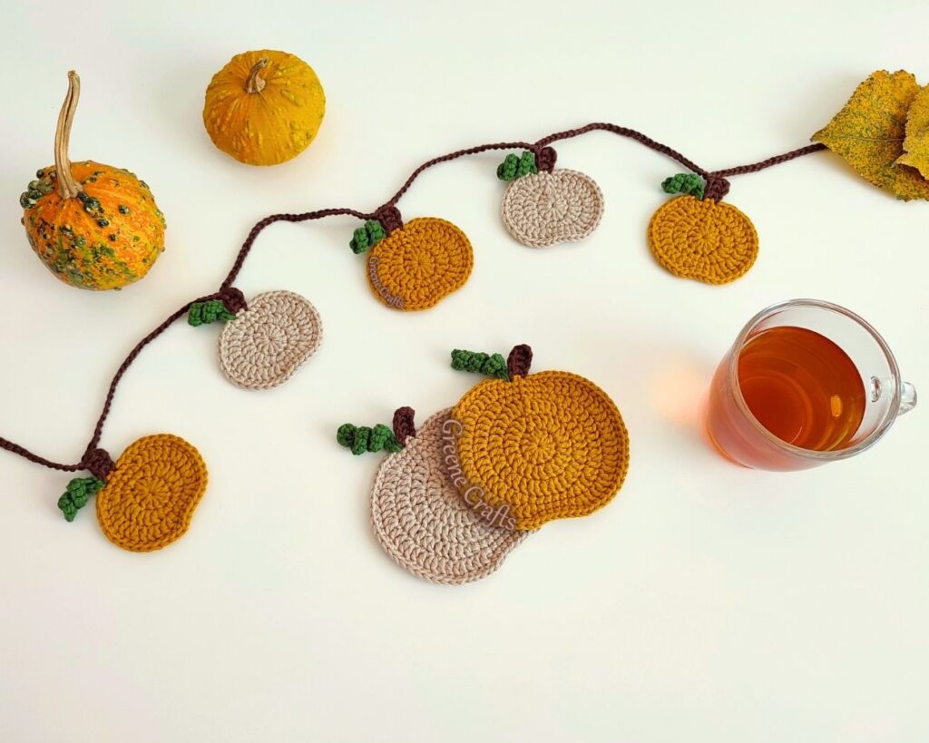 Pumpkin Coaster and Pumpkin Garland - Crochet Pattern