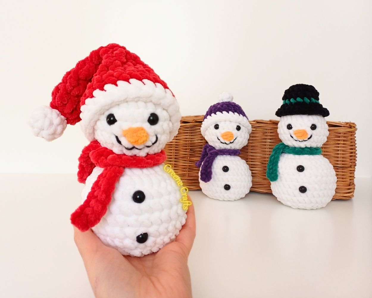 Snowy Sam, the Snowman - Crochet Pattern in 3 Versions (No Sew)