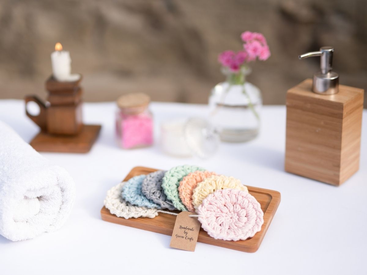 A Crochet Alternative to Single-Use Products: Pastel Spa Set